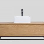 Mobilier de baie din stejar masiv, suspendat, 100 x 48 x 27 cm