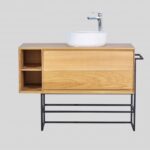 Mobilier de baie din stejar masiv, stativ, 100 x 48 x 40 cm