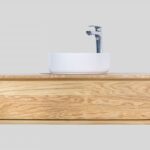 Mobilier de baie din stejar masiv, suspendat, 100 x 48 x 27 cm
