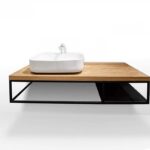 Mobilier de baie din stejar masiv, suspendat, 120 x 51 x 20 cm