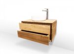 Mobilier de baie din stejar masiv, suspendat, 80 x 48 x 40 cm - imagine 3