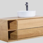Mobilier de baie din stejar masiv, suspendat, 100 x 48 x 40 cm