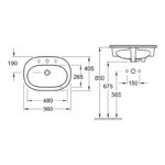 Lavoar incastrat Villeroy & Boch O.Novo, oval, 56 cm, alb alpin - imagine 6