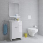 Set mobilier suspendat si lavoar Cersanit Sati, 60,5 x 41,5 cm, alb - imagine 3