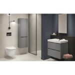 Dulap coloana Cersanit Crea, cu doua usi, 140 cm, gri - imagine 2