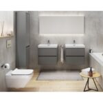 Dulap coloana Cersanit Crea, cu doua usi, 140 cm, gri - imagine 4