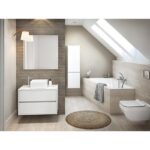 Baza mobilier suspendat Cersanit Crea, pentru lavoar pe blat, 100 cm, alb lucios - imagine 4