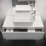 Baza mobilier suspendat Cersanit Crea, pentru lavoar pe blat, 100 cm, alb lucios - imagine 3