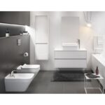 Baza mobilier suspendat Cersanit Crea, pentru lavoar pe blat, 100 cm, alb lucios - imagine 2