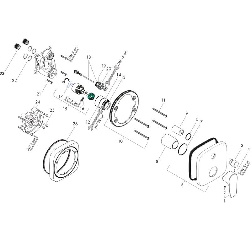 Baterie cada-dus incastrata Hansgrohe Talis E, crom - imagine 2