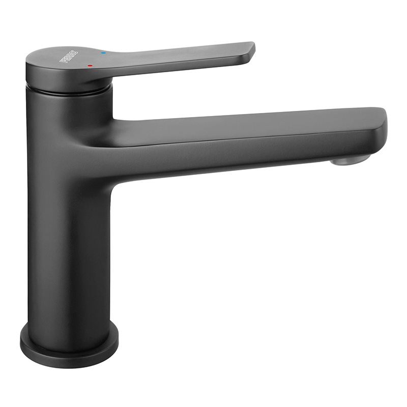 111300_baterie_stativa_lavoar_ferro_stratos_negru Baterie lavoar Ferro Stratos Black, cu ventil, negru mat - imagine 1
