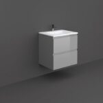 Set mobilier bază și lavoar cu montaj suspendat Rak Joy, 60 cm, gri