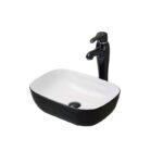 Lavoar pe blat Fluminia Crius, dreptunghiular, 45.5 x 32 cm, alb-negru