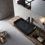 Lavoar pe blat Fluminia My Black Square, dreptunghiular, negru mat - imagine 4