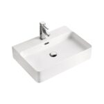 Lavoar pe blat Fluminia Hermes, 60 cm, dreptunghiular, alb