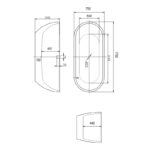 Cada freestanding Florida Aura P, 170x75 cm, ovala, alb - imagine 3