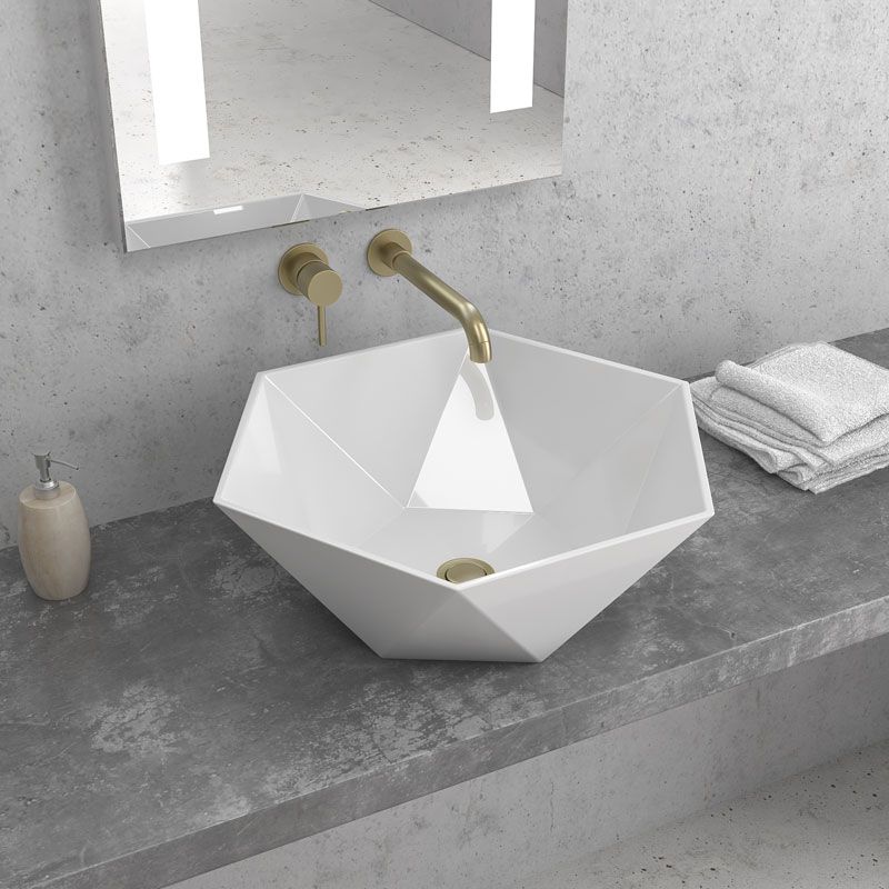 LT1140_2 Lavoar pe blat Karag LT 1140, 45x45x17 cm, alb - imagine 1