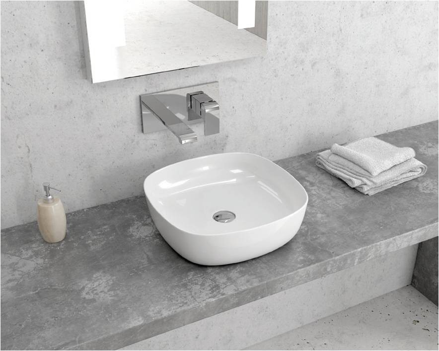 LT2184 Lavoar pe blat Karag LT 2184, 37,5x37,5x12 cm, alb - imagine 1