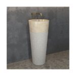 Lavoar freestanding din piatra Karag Bora Cream, 90x40 cm, crem