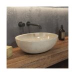 Lavoar de piatra pe blat Karag Leonor Cream, 45x35x15 cm, crem