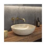 Lavoar de piatra pe blat Karag Elena Cream, 40x40x12 cm, crem