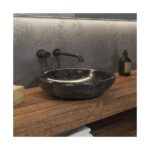 Lavoar de piatra pe blat, Karag Sora Nero, 40x40x12 cm, negru