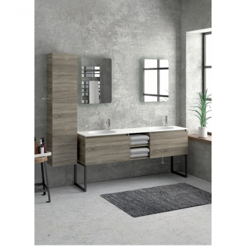 mobilier-karag-space-175-cm-cu-lavoar-dublu-din-marmura-compozita Set mobilier Karag Space baza si lavoar dublu, 175 cm - imagine 1