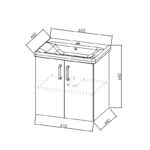 Set mobilier suspendat și lavoar Kolpasan Evelin, 65 cm, stejar gri - imagine 2