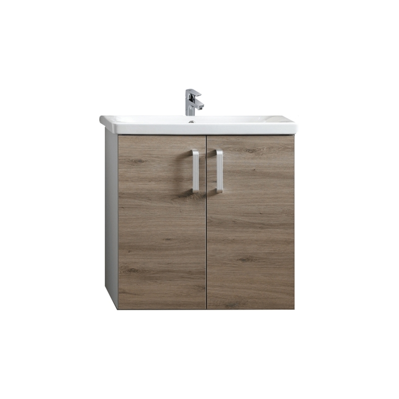 110755_EVELIN,-OUE-65,-GRAYOAK,-SET-MOBILIER-CU-2-USI-+-LAVOAR,-65X46CM,-573820 Set mobilier suspendat și lavoar Kolpasan Evelin, 65 cm, stejar gri - imagine 1