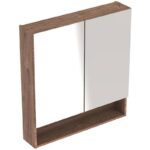 Dulap suspendat cu oglindă Geberit Selnova Square, 80 cm, nuc american închis