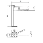 Bara de siguranta stativa rabatabila Thermomat, 84,3 cm, alb - imagine 2