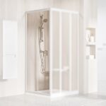 Perete fix pentru cabine de dus Ravak Supernova APSS-90/198 cm, profil alb+sticla transparenta