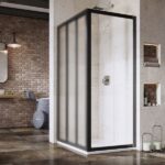 Perete fix pentru cabine de dus Ravak Supernova APSS-90/198 cm, profil negru+sticla transparenta