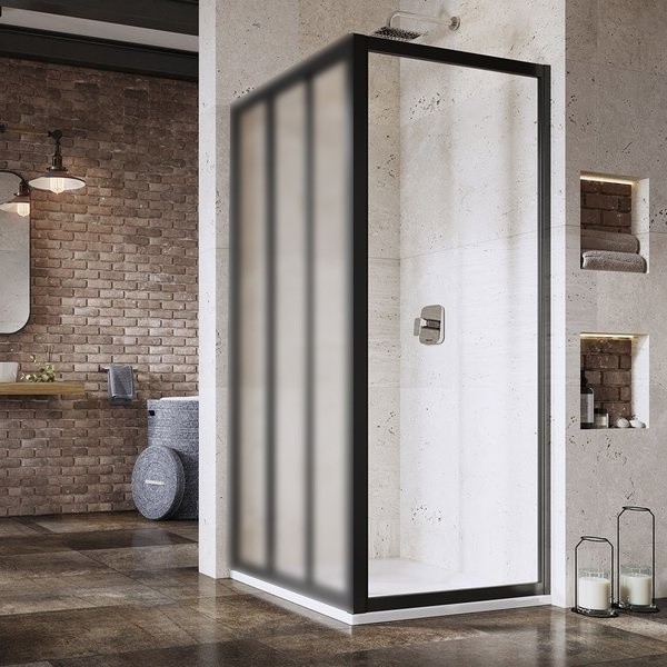 940403r2z1 Perete fix pentru cabine de dus Ravak Supernova APSS-80/198 cm, profil negru+sticla transparenta - imagine 1