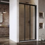 Usa de dus Ravak Supernova ASDP3-90/198 cm, profil negru+sticla transparenta