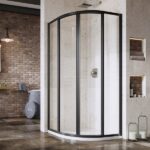 Cabina semirotunda de dus Ravak Supernova SKCP4, 90/195 cm, profil negru+sticla transparenta