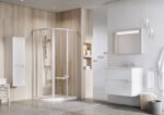 Cabina semirotunda de dus Ravak Supernova SKCP4,  90/195 cm, profil alb+sticla transparenta