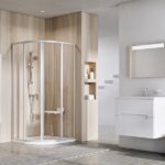 Cabina semirotunda de dus Ravak Supernova SKCP4,  90/195 cm, profil alb+sticla transparenta