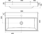 Lavoar material compozit Ravak SD Natural, 80x45x14 cm, alb - imagine 2