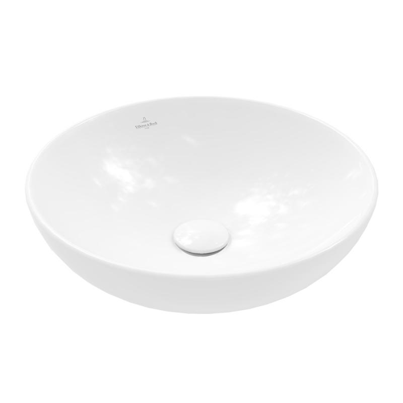 villeroy-boch-loop-friends-countertop-washbasin--42-h-12-cm-white-with-overflow--vb-4a460001_0 Lavoar rotund de blat Villeroy&Boch Loop&Friends Slim, 42x42x12 cm, alb - imagine 1