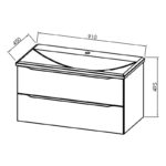 Set mobilier suspendat și lavoar Kolpasan Tara, 91 cm, alb mat - imagine 2