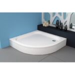 Cadita de dus semirotunda Kolpasan Ontex, cu masca si suport, 80x80x17 cm, acril