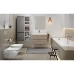Baza mobilier suspendat Cersanit Crea, cu doua sertare, 80 cm, stejar - imagine 4