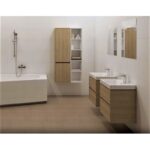Baza mobilier suspendat Cersanit Crea, cu doua sertare, 80 cm, stejar - imagine 6