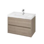 Baza mobilier suspendat Cersanit Crea, cu doua sertare, 80 cm, stejar