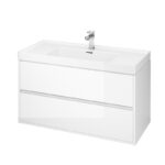 Baza mobilier suspendat Cersanit Crea, cu doua sertare, 100 cm, alb lucios