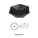 Lavoar pe blat Fluminia Black Diamond, 49x49 cm, negru - imagine 2