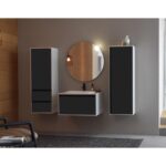Set mobilier suspendat și lavoar Kolpasan Pandora, 75 cm, black stone - imagine 4