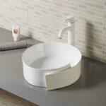 Lavoar rotund pe blat Fluminia Amor, alb - imagine 3