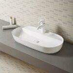 Lavoar pe blat Fluminia Cassandra,  81.5x41.5 cm, oval, alb - imagine 5